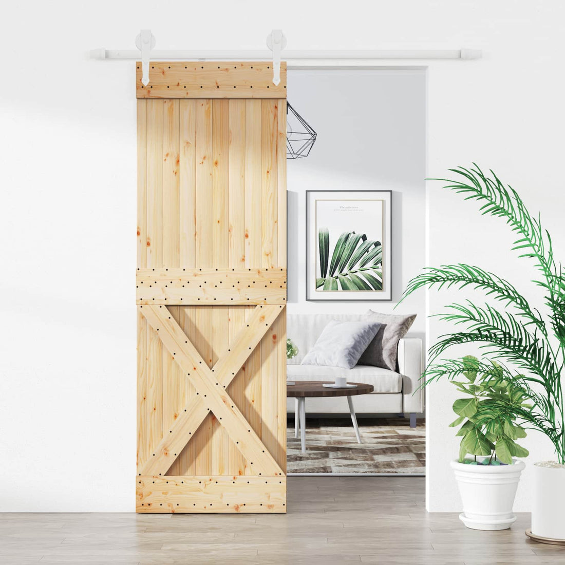 vidaXL Puerta Corredera Natural y Blanco 70 x 210 cm