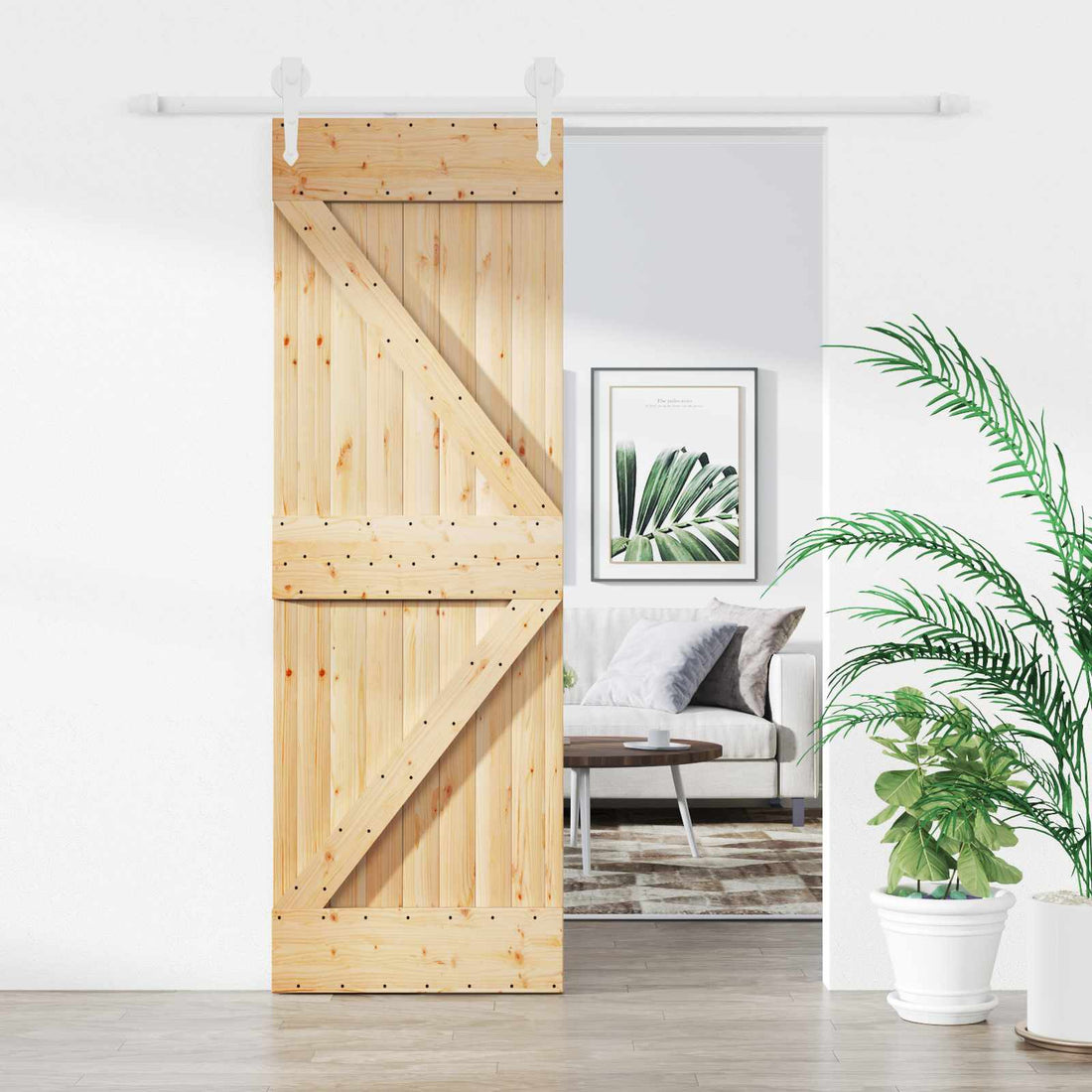 vidaXL Puerta Corredera Natural y Blanco 70 x 210 cm
