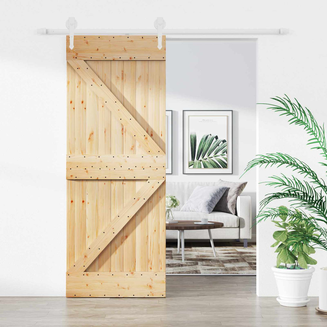 vidaXL Puerta Corredera 85 x 210 cm Natural y Blanco