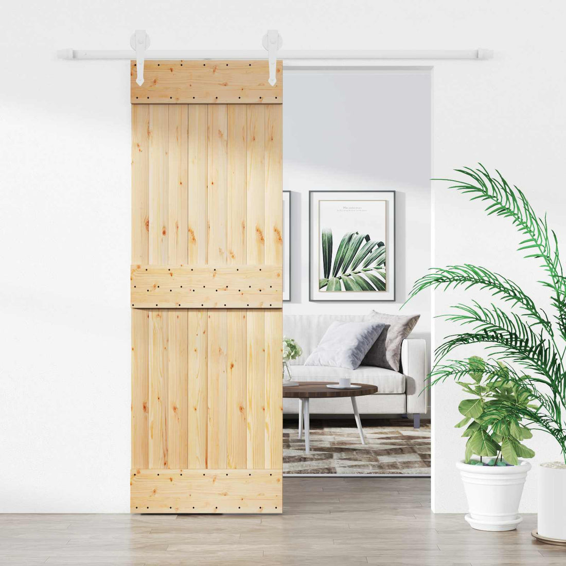 vidaXL Puerta Corredera Natural y Blanco 70 x 210 cm