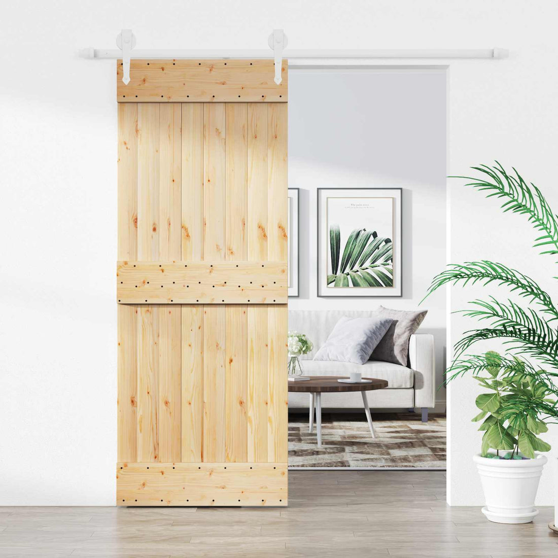 vidaXL Puerta Corredera 80 x 210 cm Natural y Blanco