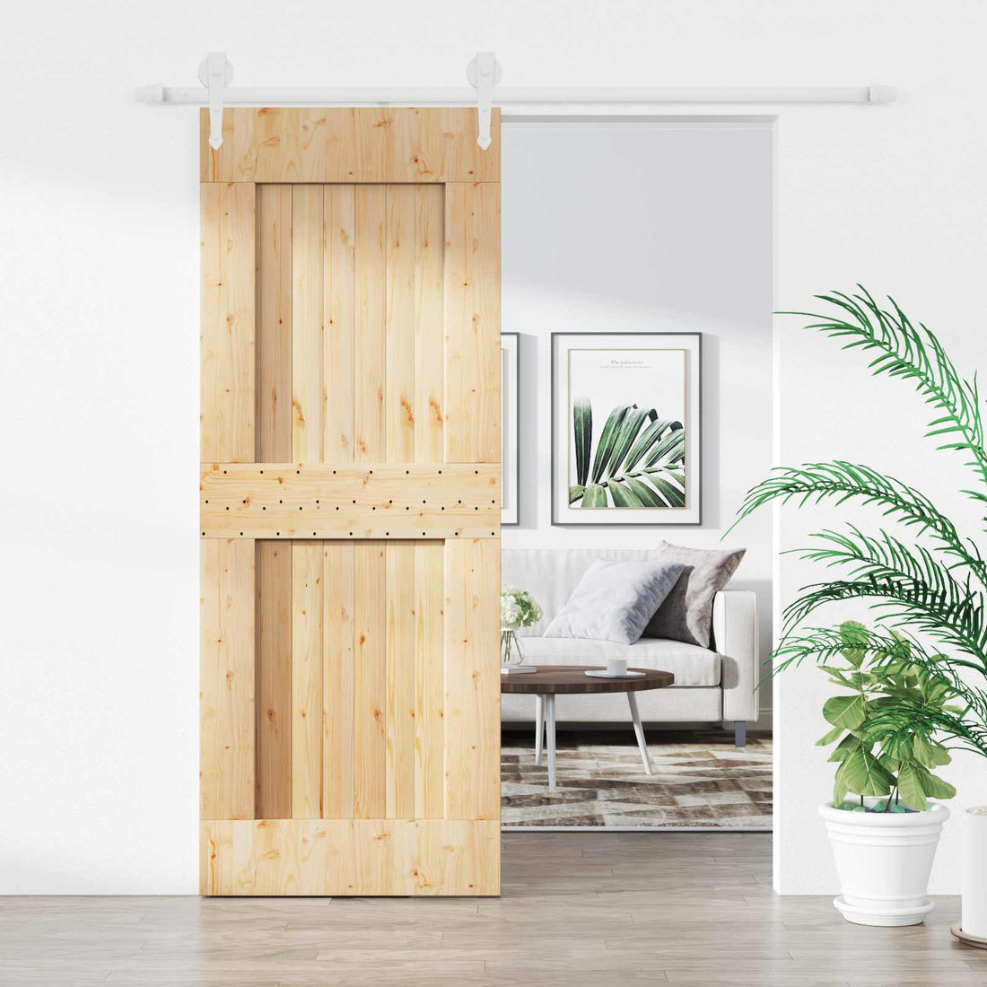 vidaXL Puerta Corredera 80 x 210 cm Natural y Blanco