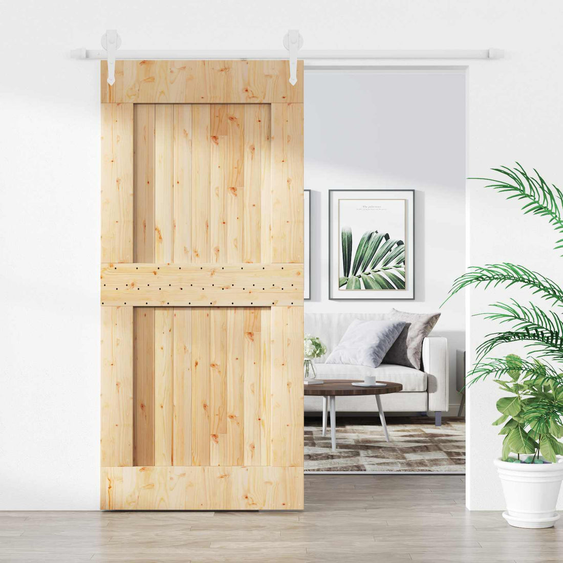 vidaXL Puerta Corredera Natural y Blanco 100 x 210 cm