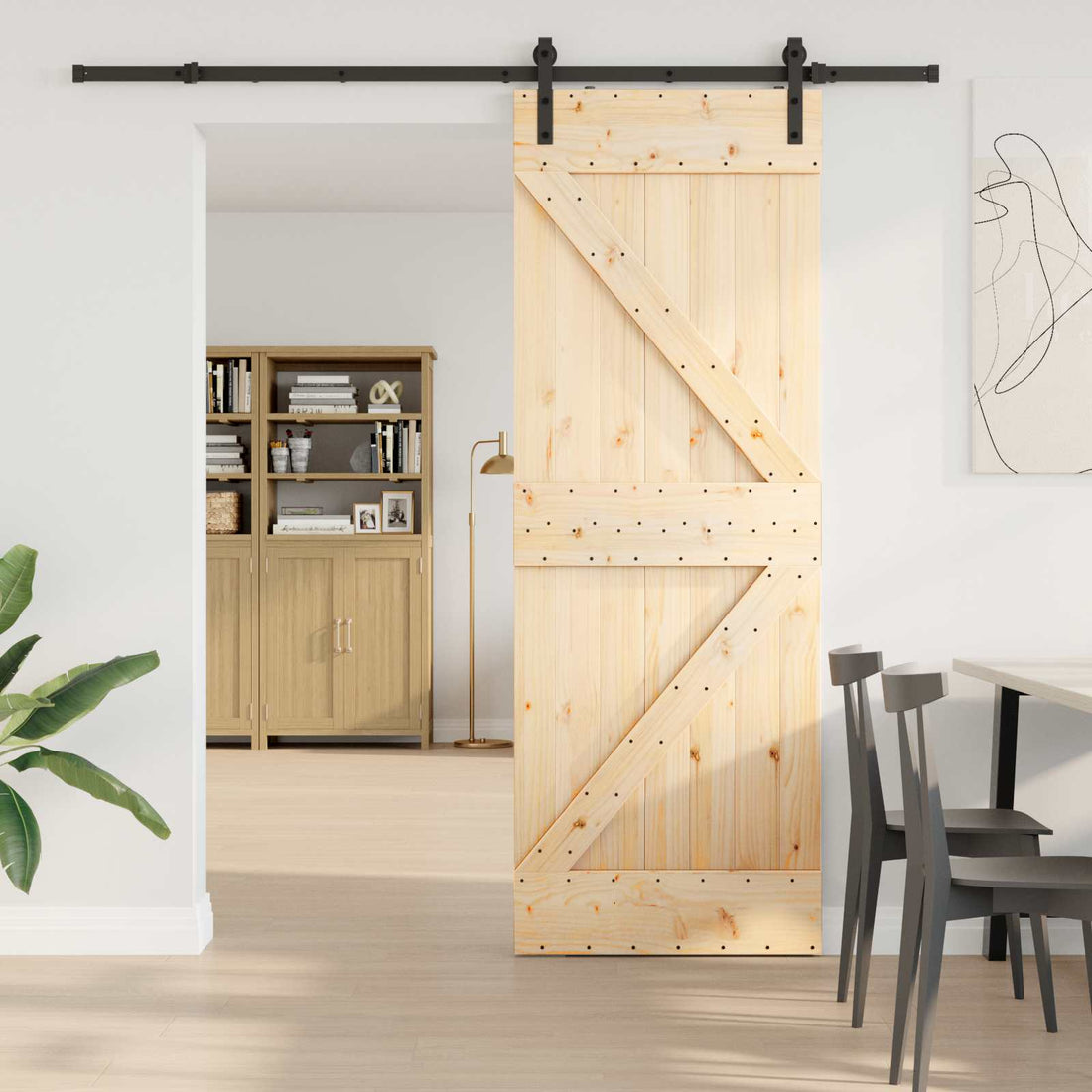 vidaXL Puerta Corredera NARVIK 70 x 210 cm (213,5 cm) Natural y negro