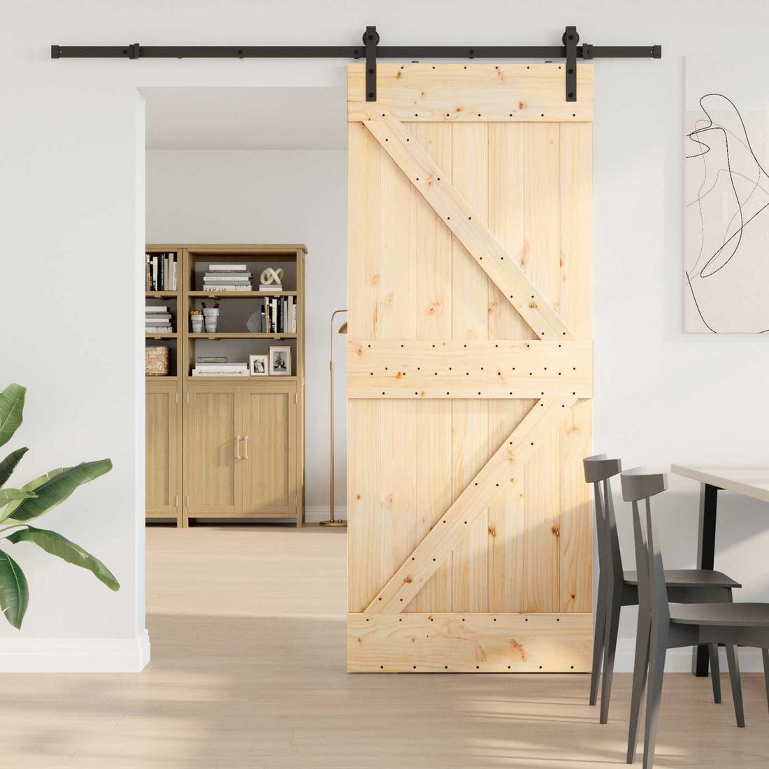 vidaXL Puerta Corredera NARVIK 85 x 210 cm (213,5 cm) Natural y negro