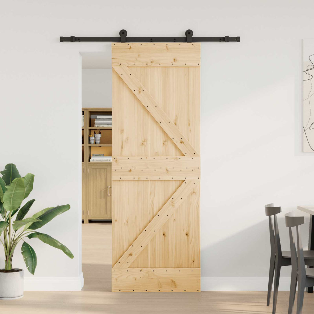 vidaXL Puerta Corredera NARVIK 70 x 210 cm (152,5 cm) Natural y negro