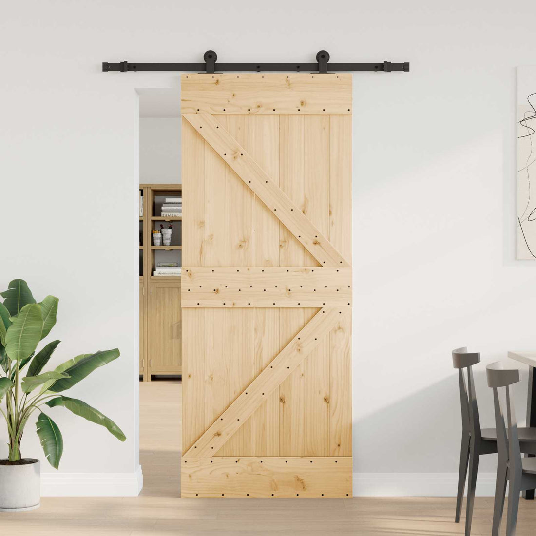 vidaXL Puerta Corredera NARVIK 85 x 210 cm (152,5 cm) Natural y negro