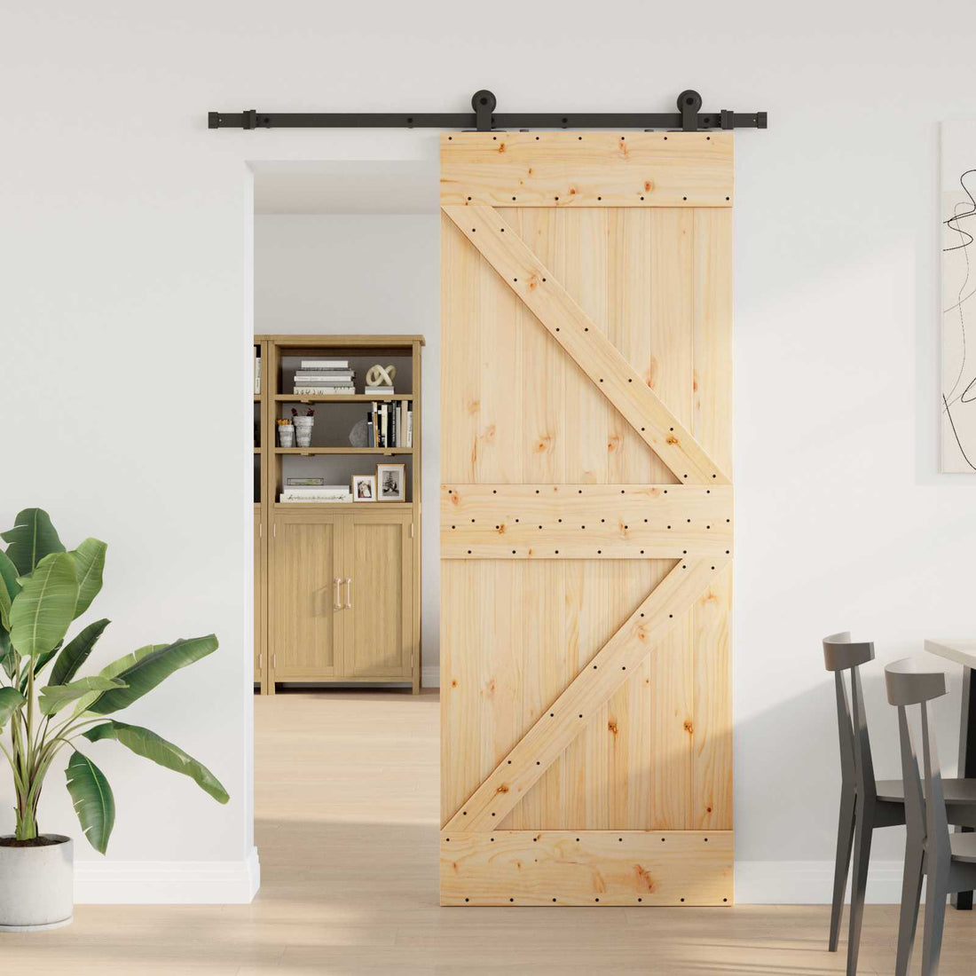 vidaXL Puerta Corredera NARVIK 80 x 210 cm (152,5 cm) Natural y negro