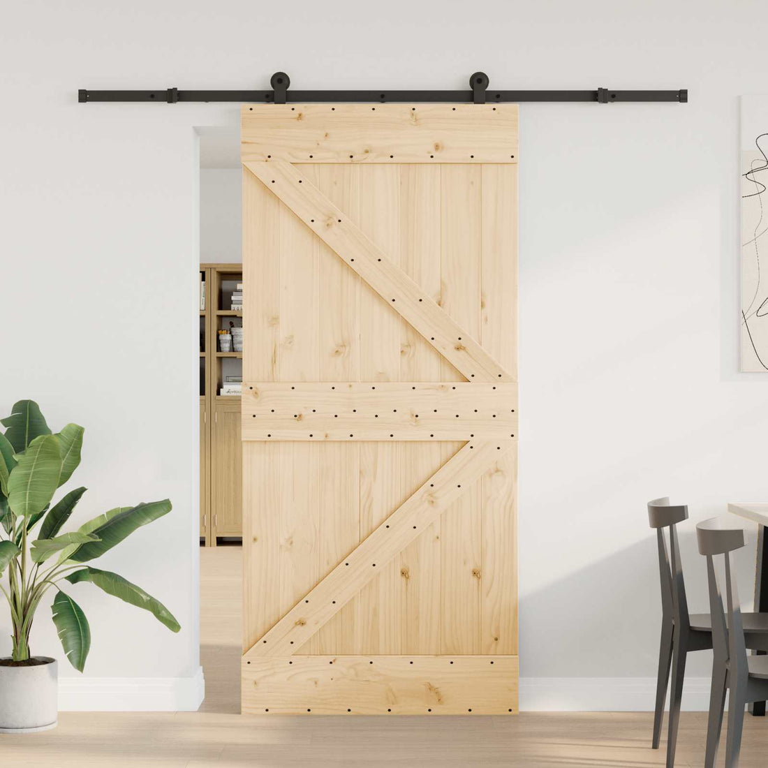 vidaXL Puerta Corredera NARVIK Natural y negro 95 x 210 cm (213,5 cm)