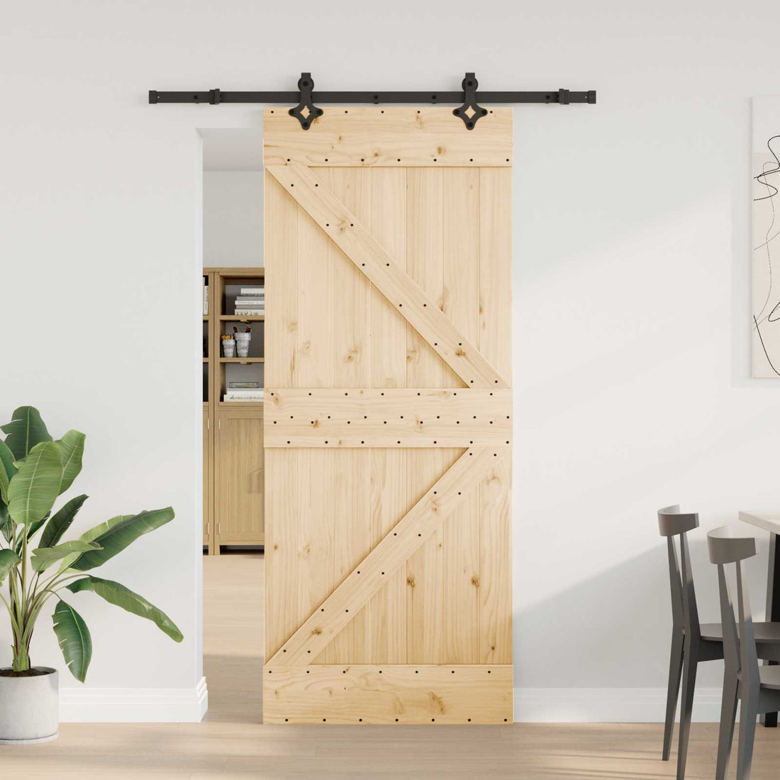vidaXL Puerta Corredera NARVIK Natural y negro 85 x 210 cm (152,5 cm)