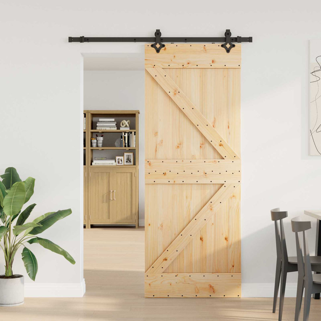 vidaXL Puerta Corredera NARVIK Natural y negro 80 x 210 cm (152,5 cm)