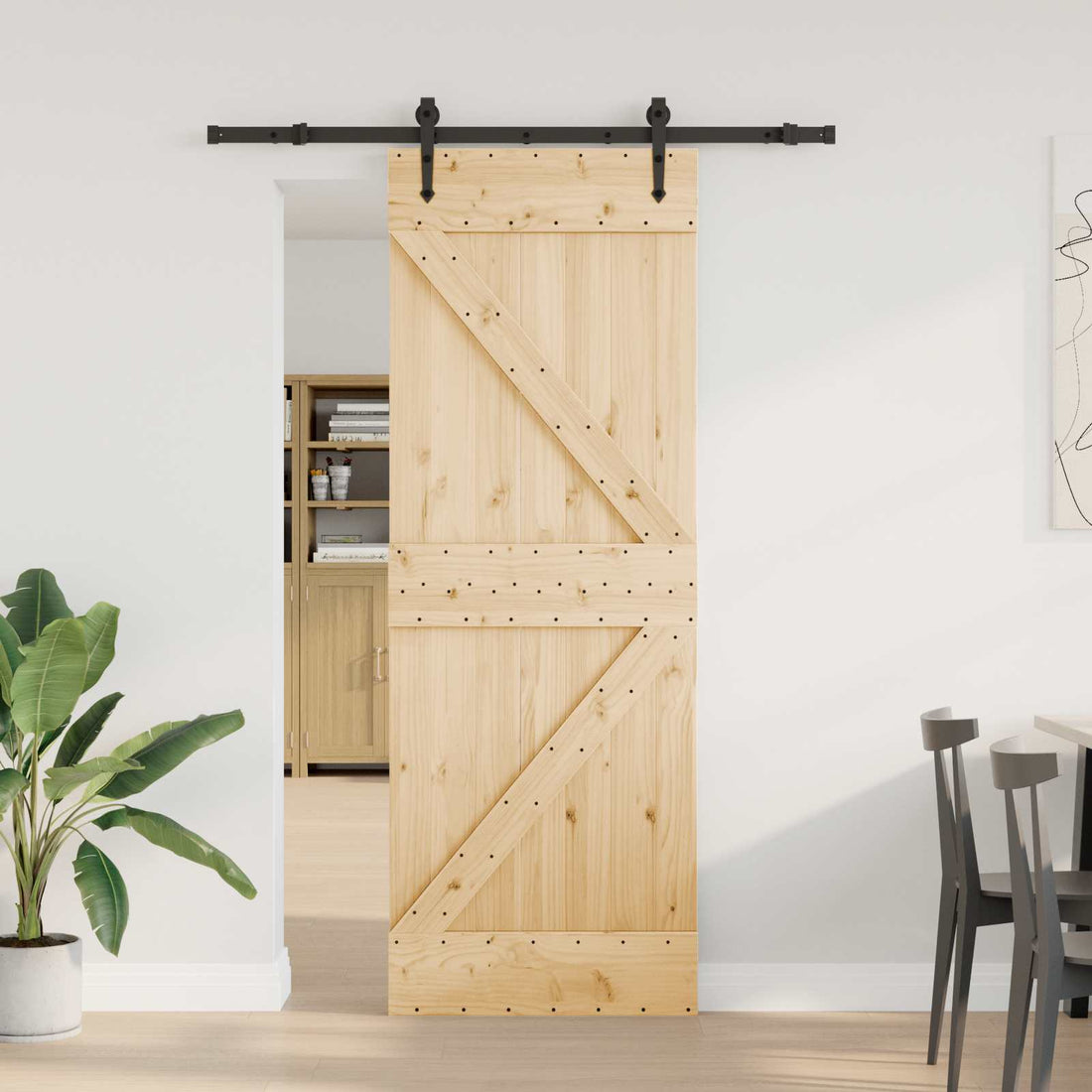 vidaXL Puerta Corredera NARVIK Natural y negro 70 x 210 cm (152,5 cm)
