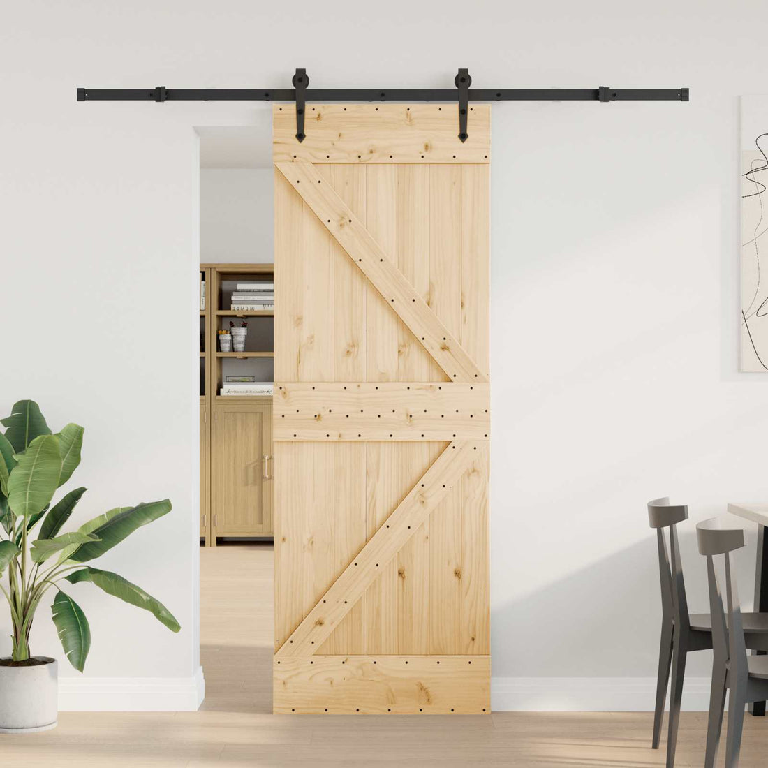 vidaXL Puerta Corredera NARVIK Natural y negro 70 x 210 cm (213,5 cm)