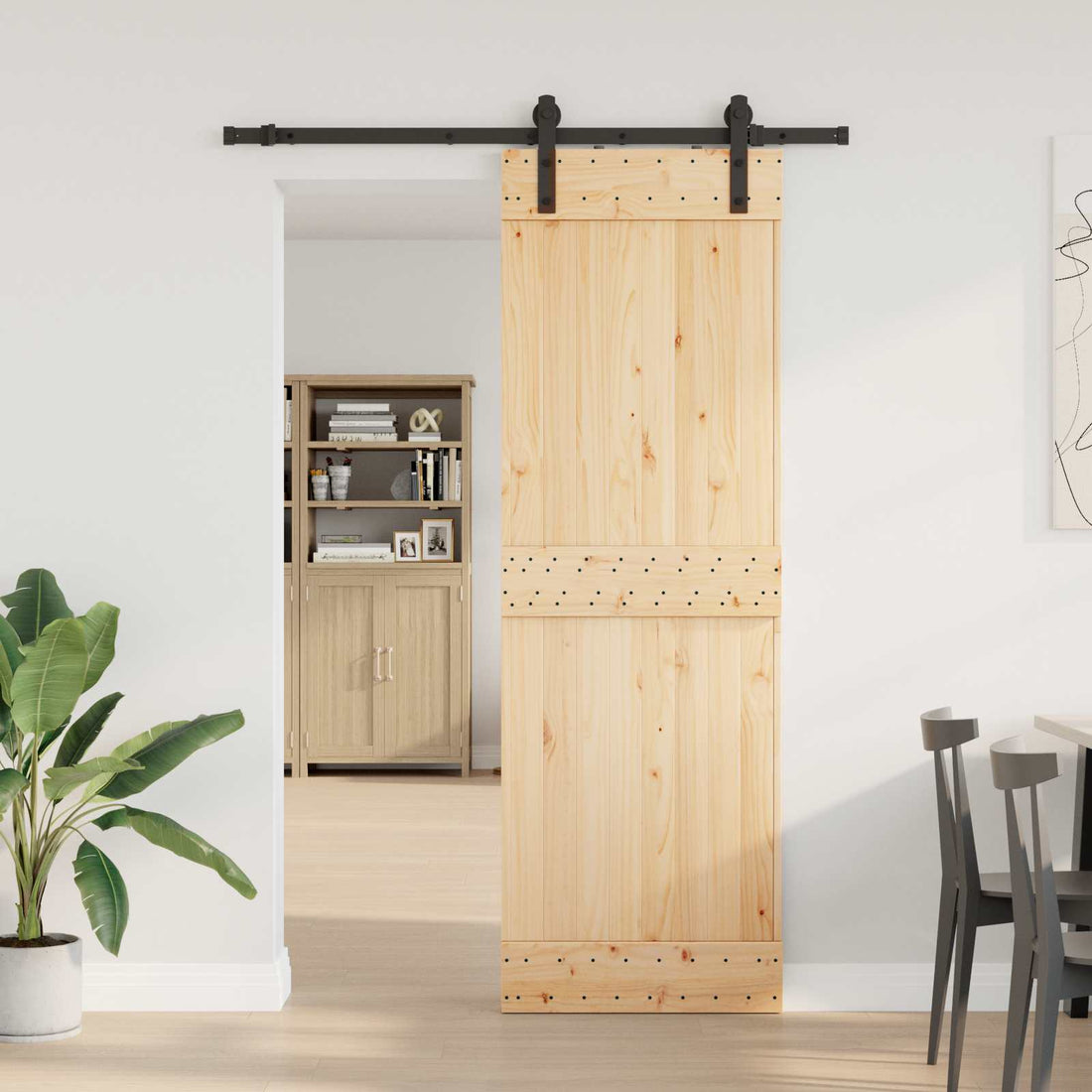 vidaXL Puerta Corredera NARVIK Natural y negro 70 x 210 cm (152,5 cm)