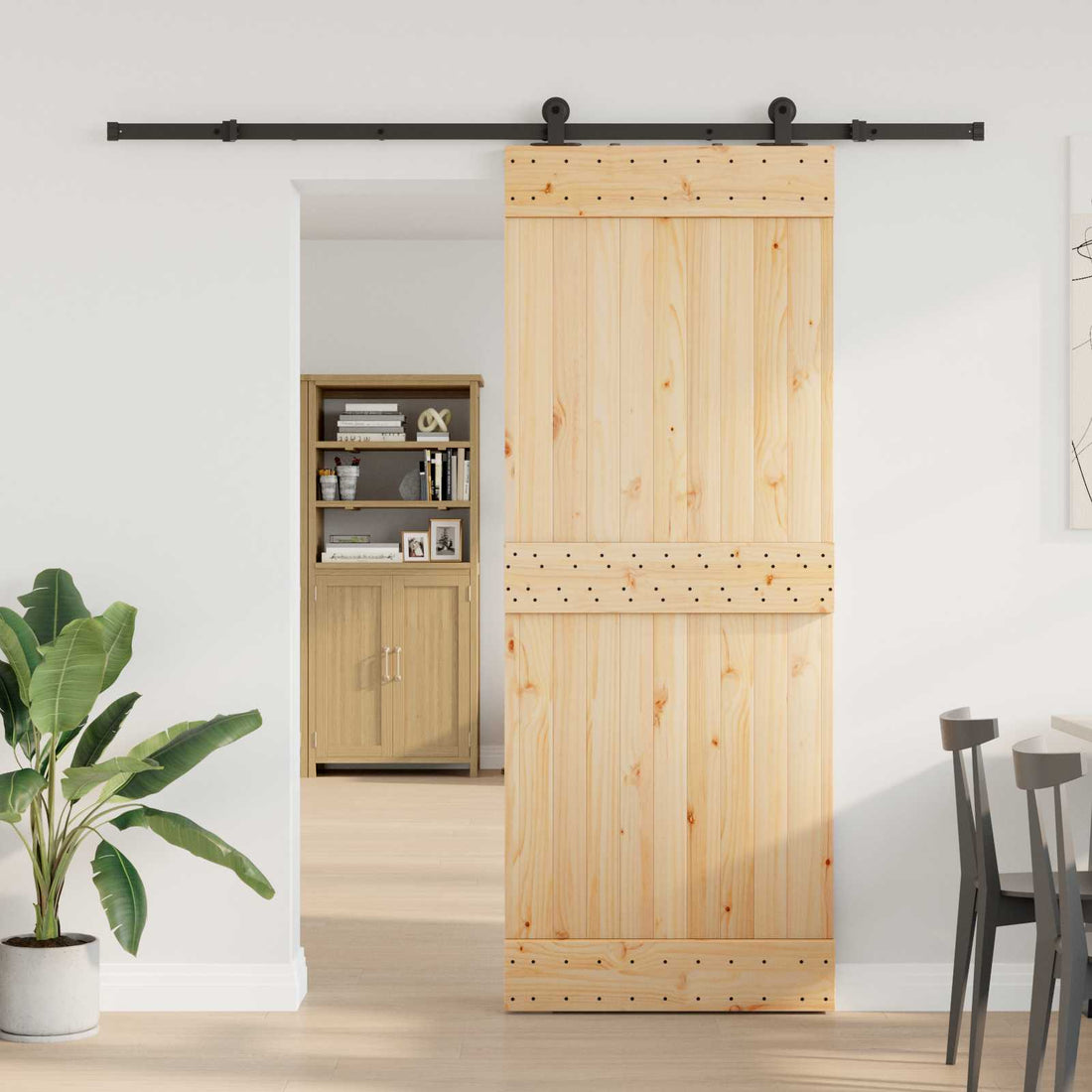 vidaXL Puerta Corredera NARVIK 80 x 210 cm (213,5 cm) Natural y negro