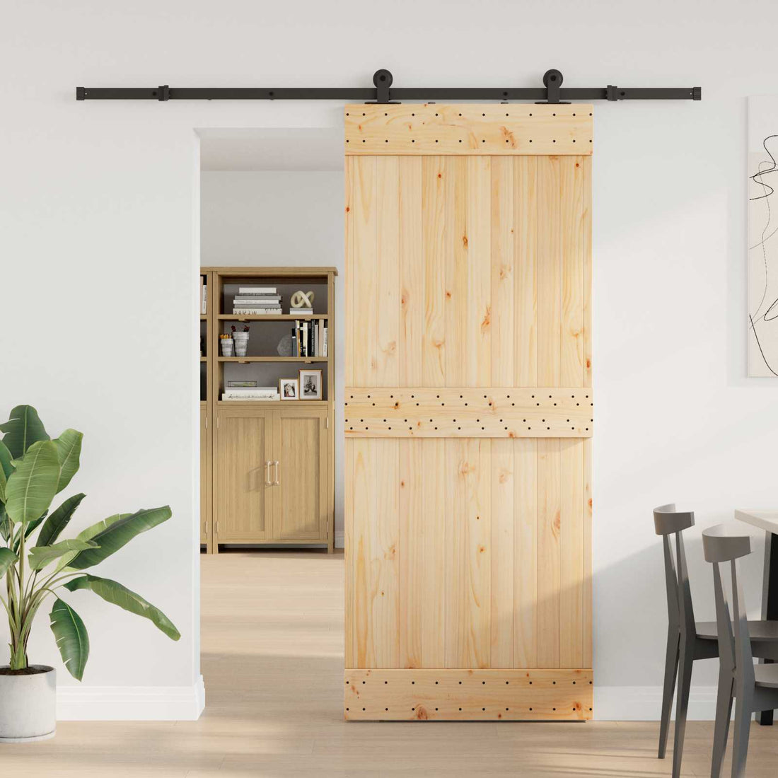vidaXL Puerta Corredera NARVIK 85 x 210 cm (213,5 cm) Natural y negro