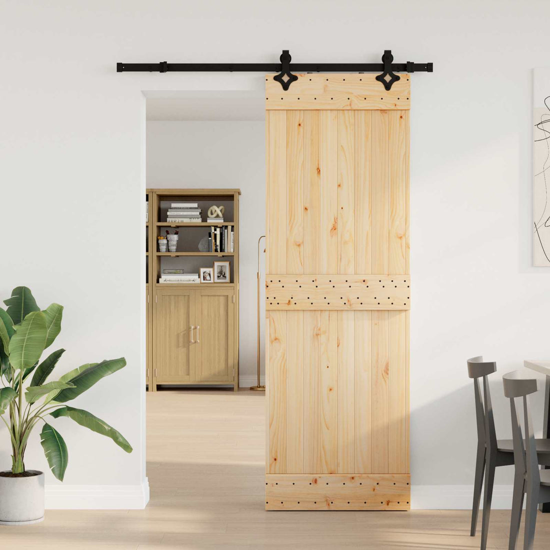 vidaXL Puerta Corredera NARVIK Natural y negro 70 x 210 cm (152,5 cm)