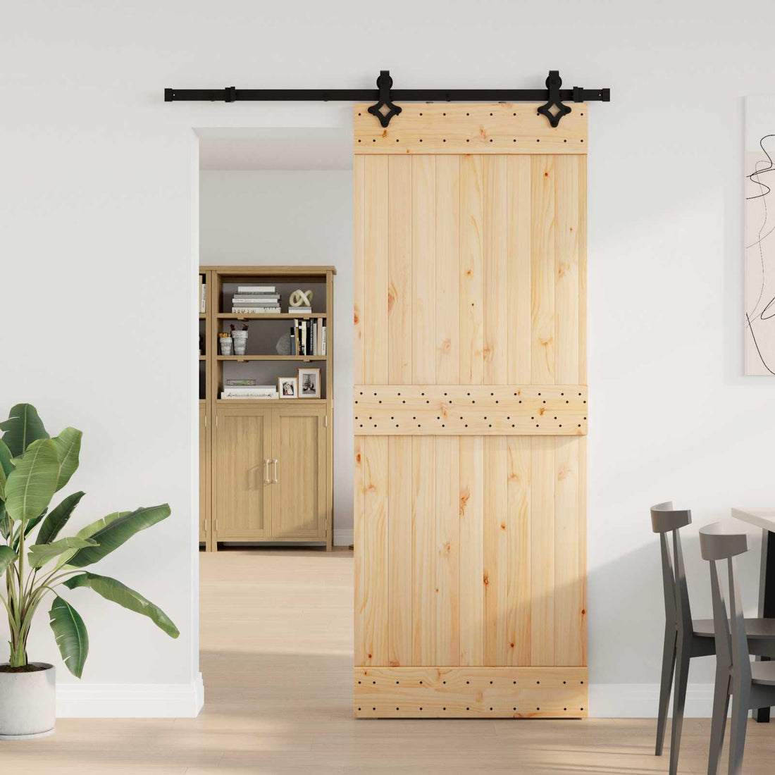 vidaXL Puerta Corredera NARVIK Natural y negro 80 x 210 cm (152,5 cm)