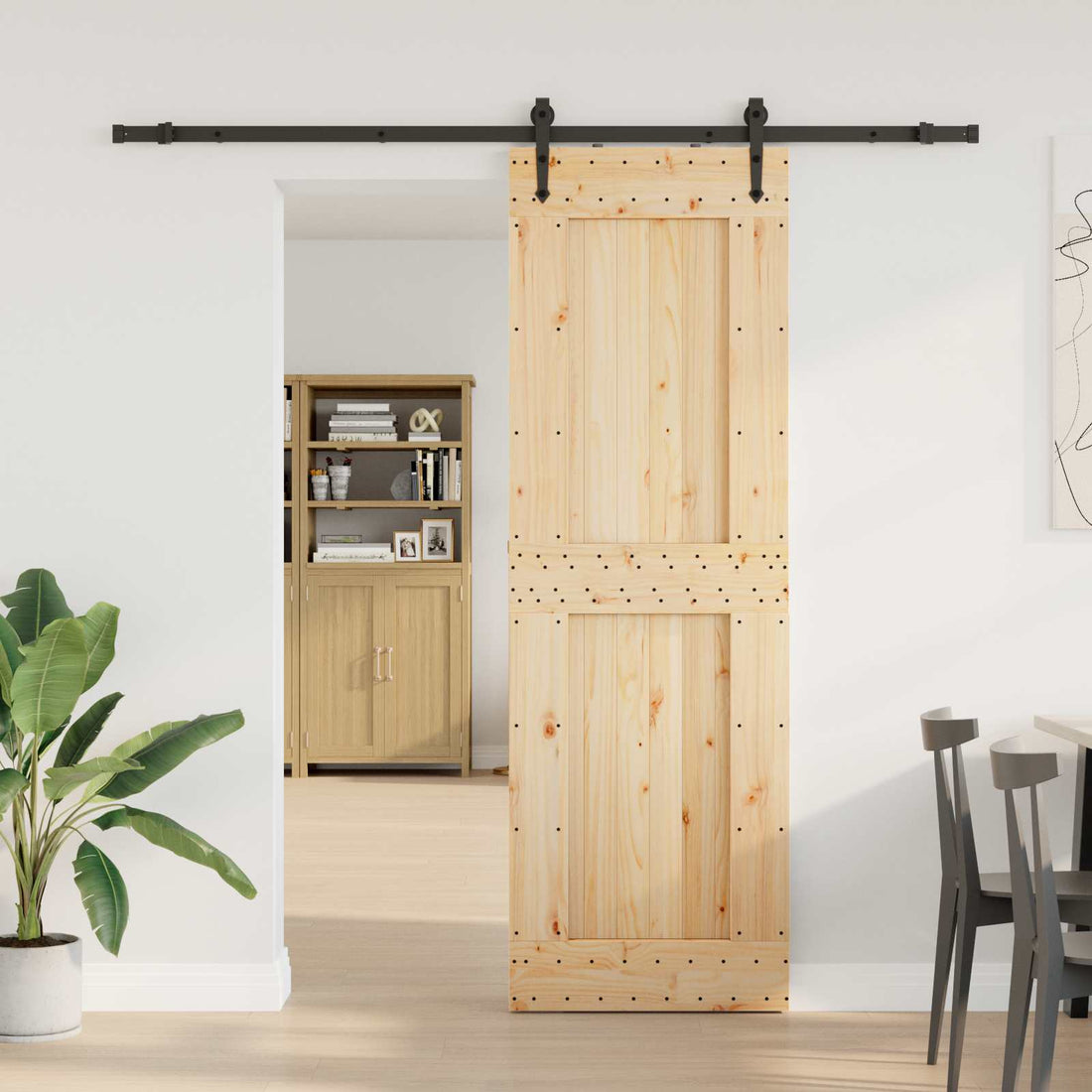 vidaXL Puerta Corredera NARVIK Natural y negro 70 x 210 cm (213,5 cm)