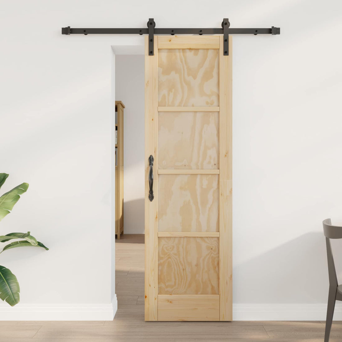 vidaXL Puerta Corredera Natural 61 x 198,5 cm Madera de Pino Maciza