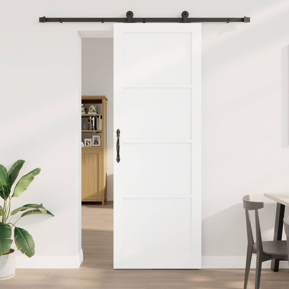 vidaXL Puerta Corredera Blanco y Negro 83 x 232 cm