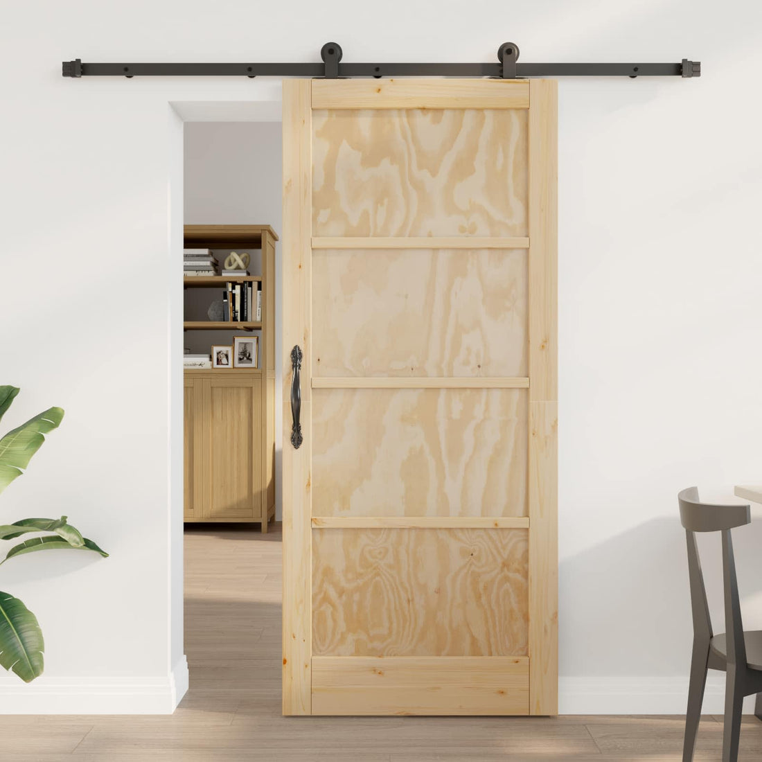 vidaXL Puerta Corredera Natural y negro 86 x 198,5 cm