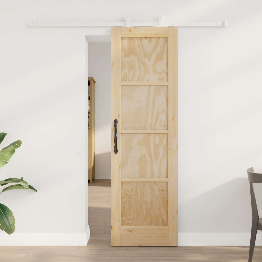 vidaXL Puerta Corredera Natural y Blanco 61 x 198,5 cm
