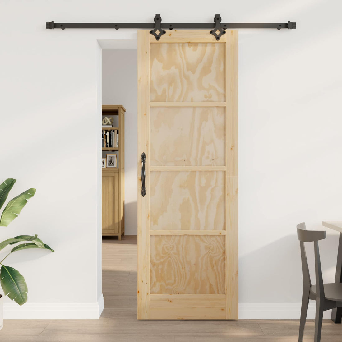 vidaXL Puerta Corredera Natural y negro 73,5 x 211 cm
