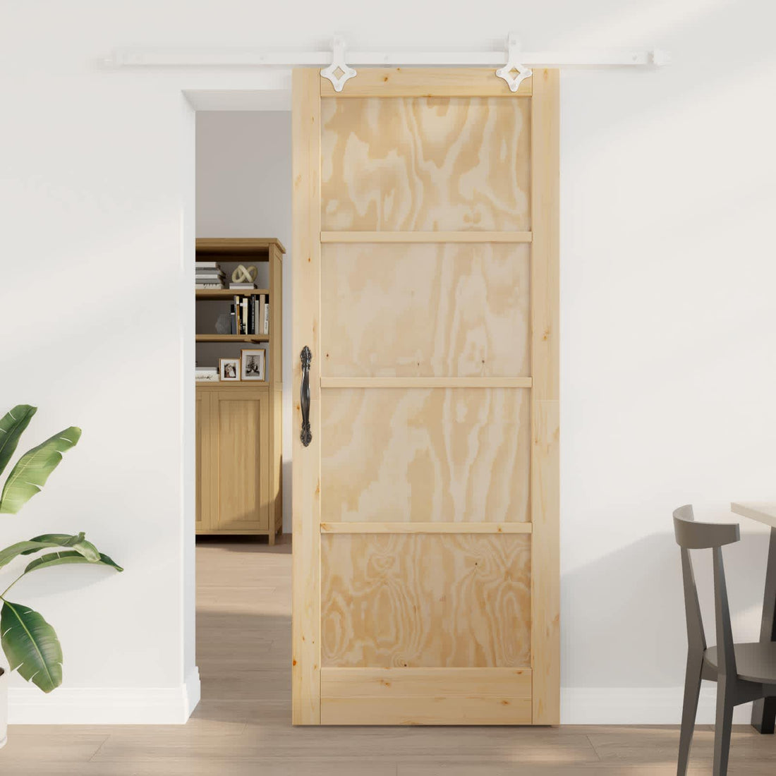 vidaXL Puerta Corredera Natural y Blanco 86 x 211 cm