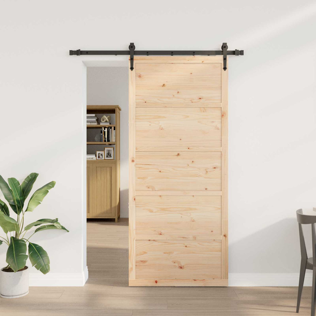 vidaXL Puerta Corredera 80 x 208 cm Madera de Pino Maciza Natural