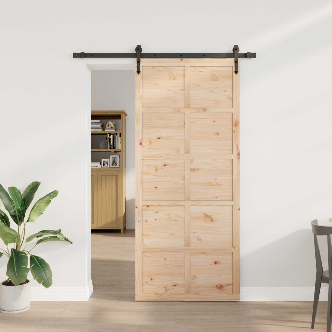vidaXL Puerta Corredera 80 x 208 cm Madera de Pino Maciza Natural