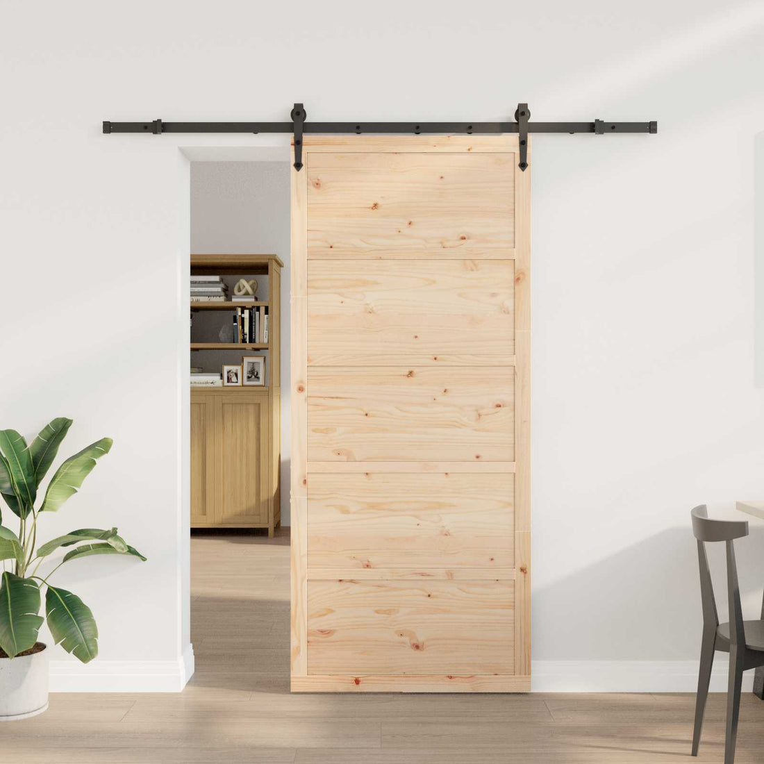 vidaXL Puerta Corredera 90 x 208 cm Madera de Pino Maciza Natural