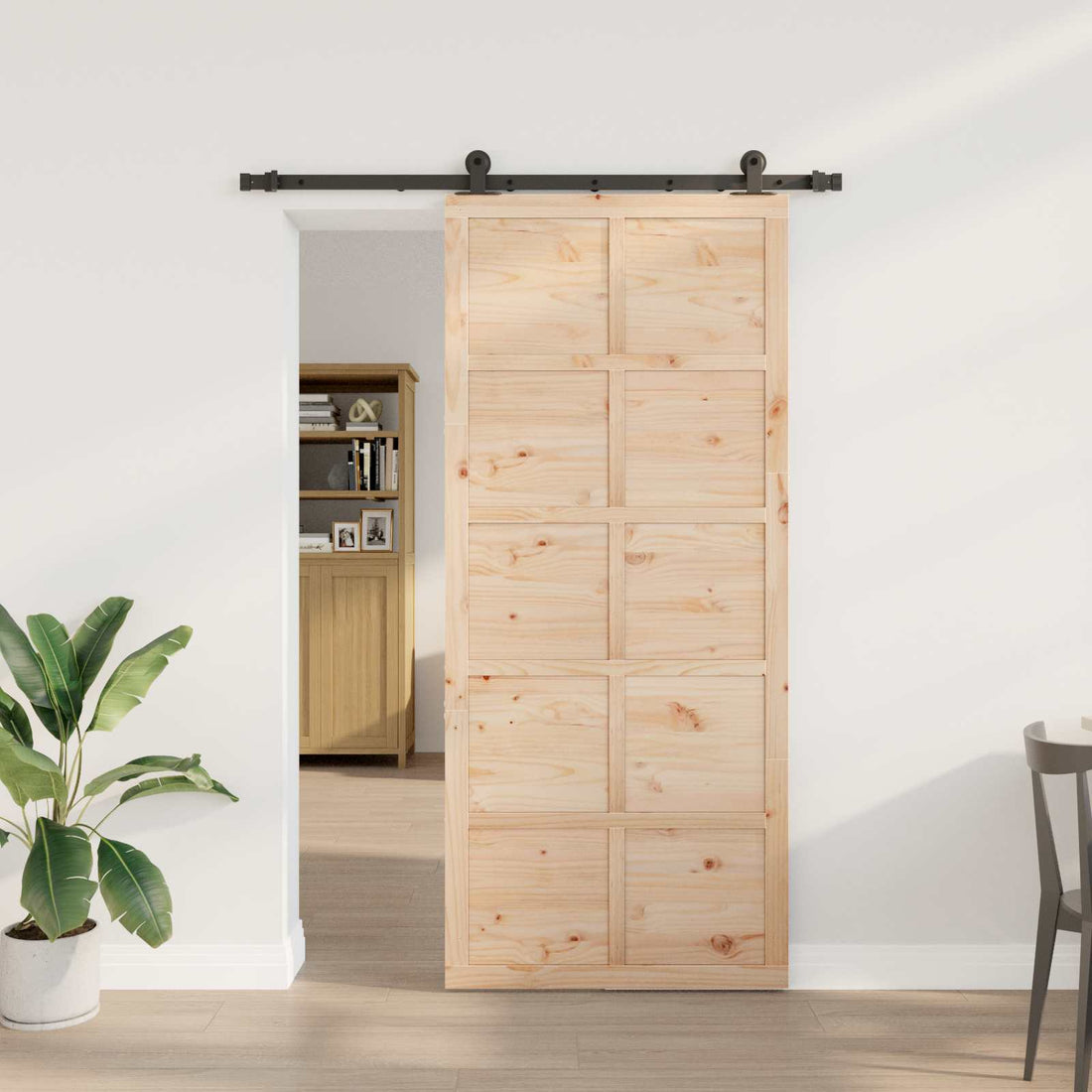 vidaXL Puerta Corredera 80 x 208 cm Madera de Pino Maciza Natural