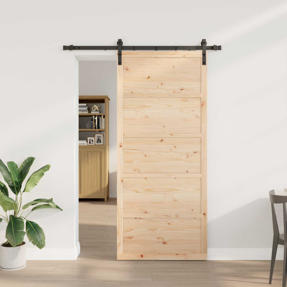 vidaXL Puerta Corredera Natural 80 x 208 cm Madera de Pino Maciza
