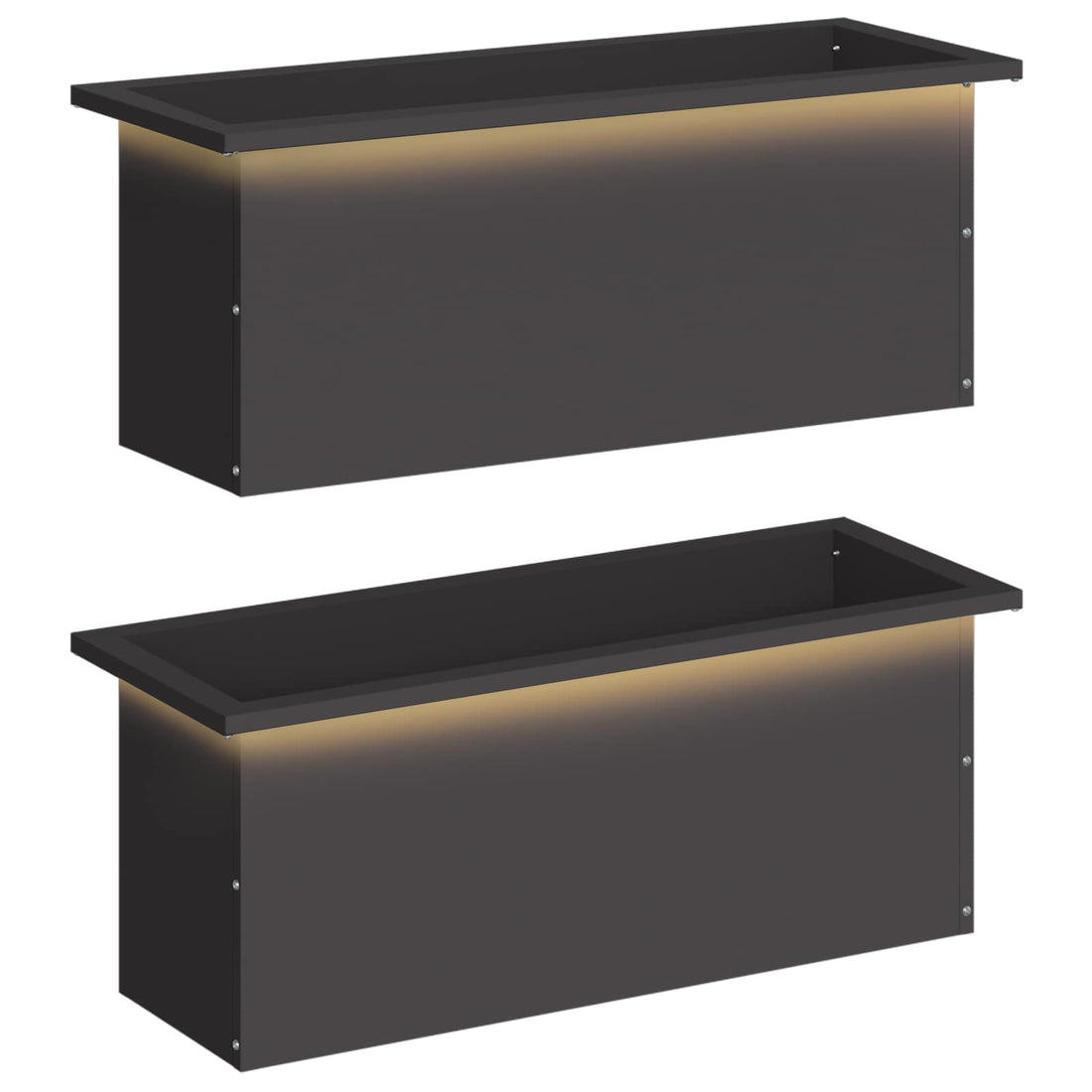 vidaXL Jardinera para jardín con luces LED 2 uds. Negro