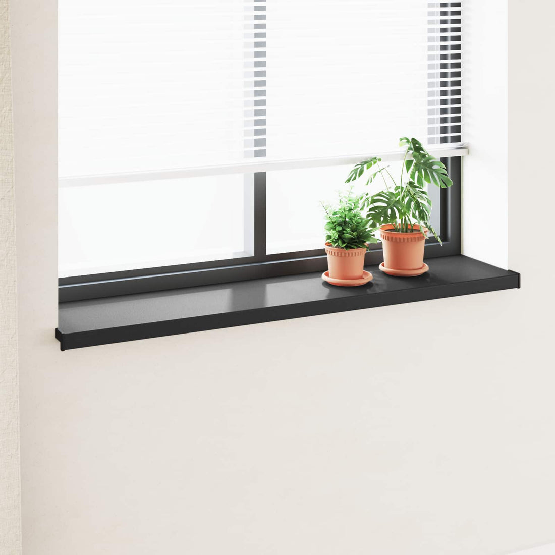 vidaXL Umbral de Ventana Negro con Vetado de Madera 140 x 30 x 4,5 cm