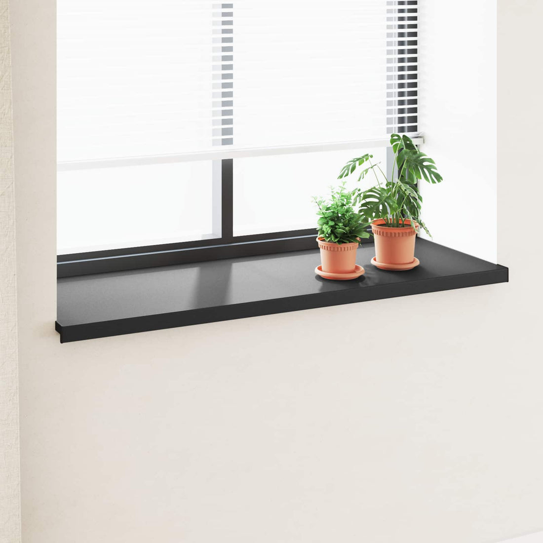 vidaXL Umbral de Ventana Negro con Vetado de Madera 120 x 50 x 4,5 cm