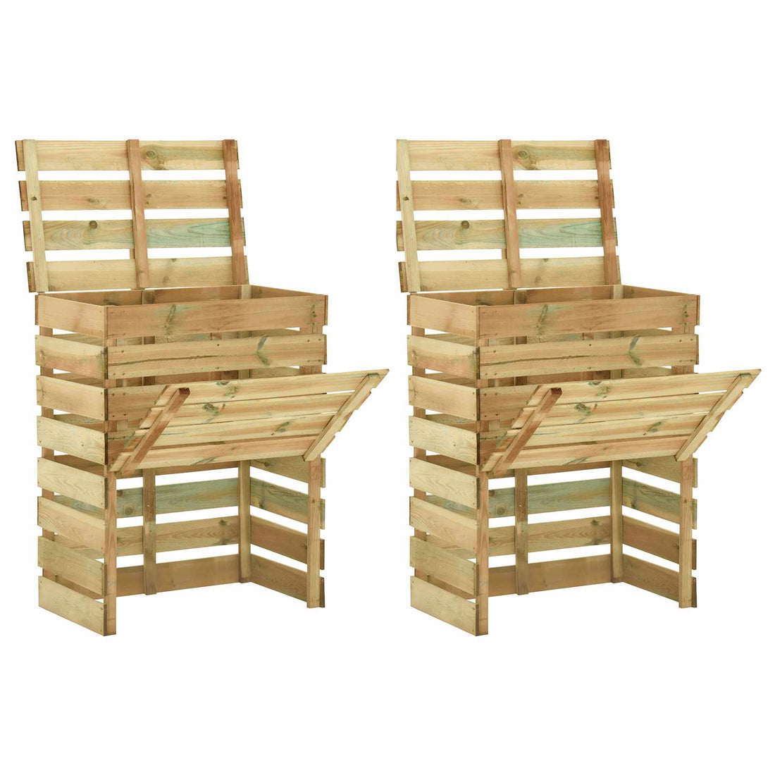 vidaXL Compostador de jardín laminado 2 pcs Verde 110 x 58 x 113 cm