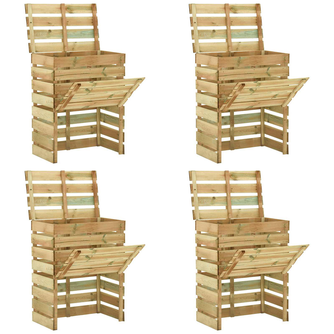 vidaXL Compostador de jardín laminado 4 pcs Verde 110 x 58 x 113 cm