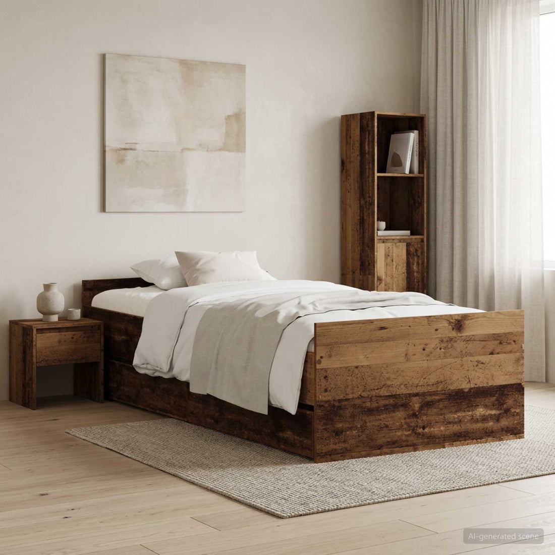vidaXL Estructura de cama Madera envejecida 100 x 200 cm