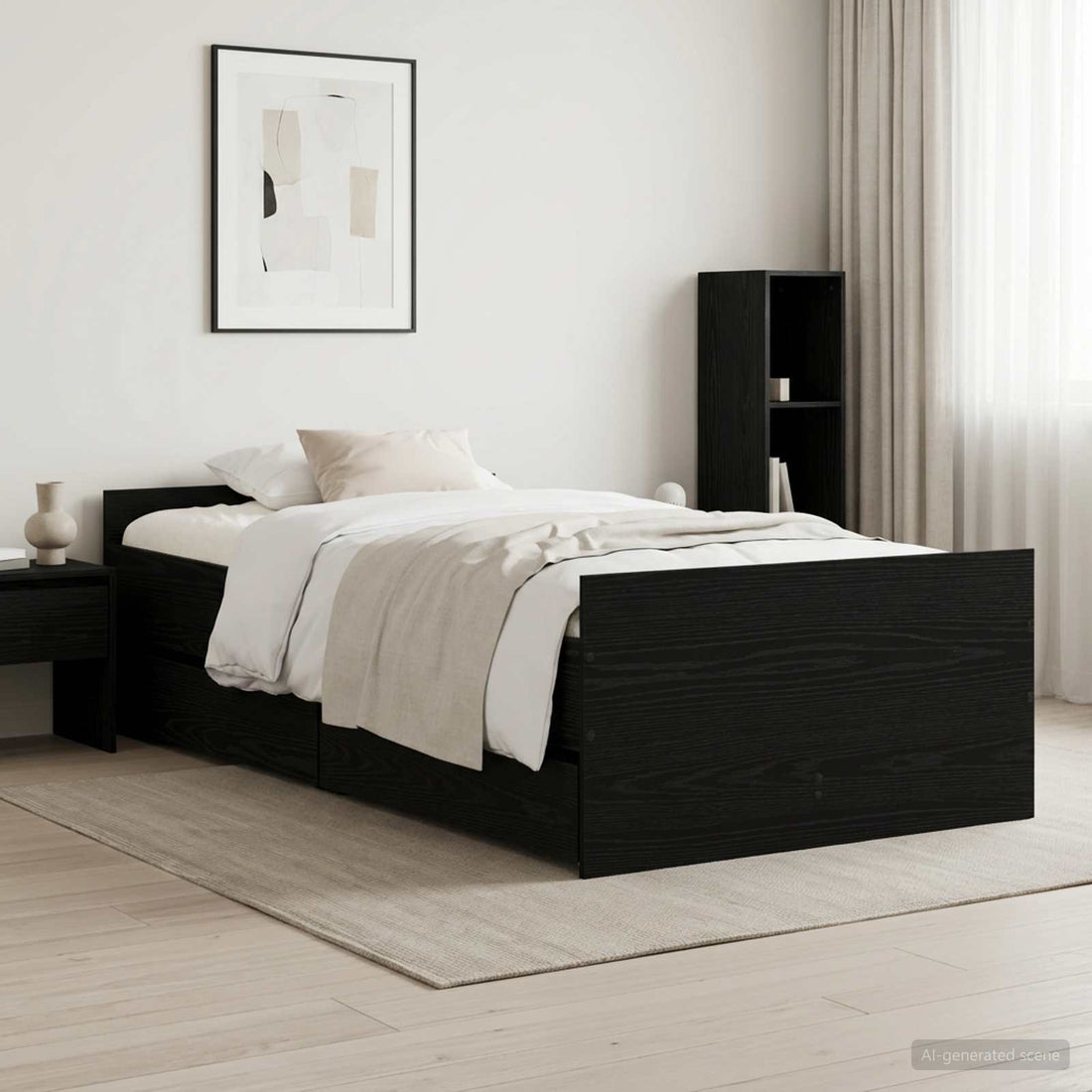 vidaXL Estructura de cama Roble Negro 90 x 200 cm Madera de ingeniería