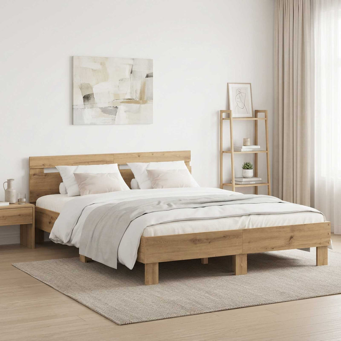 vidaXL Estructura de cama Roble artisan 140 x 190 cm