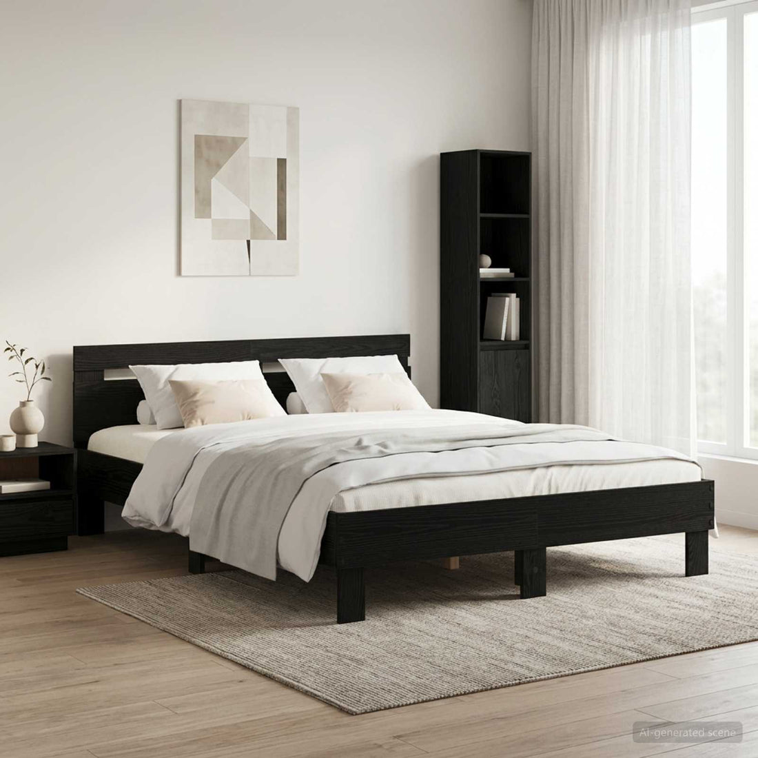vidaXL Estructura de cama Roble Negro 140 x 190 cm