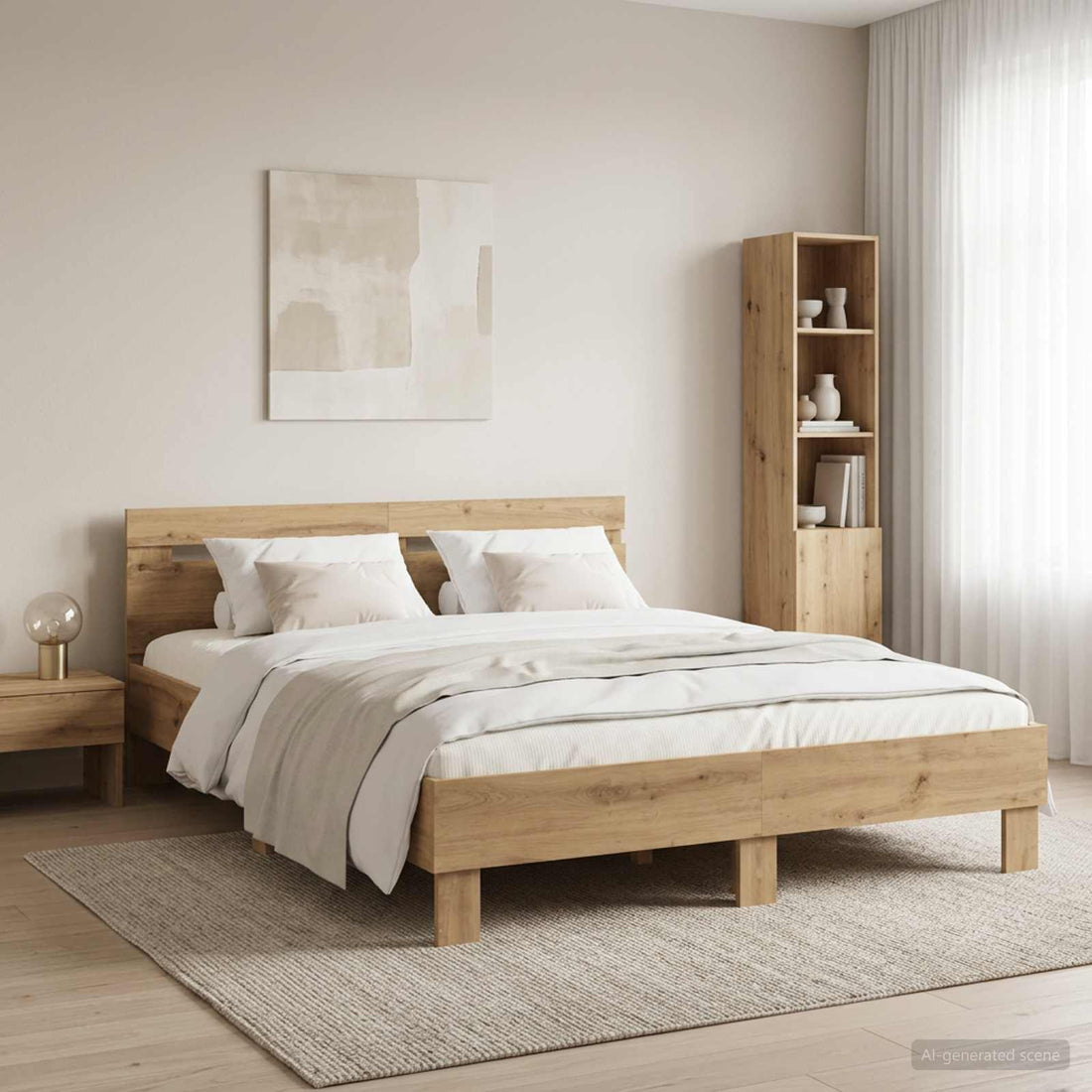vidaXL Estructura de cama Roble artisan 135 x 190 cm