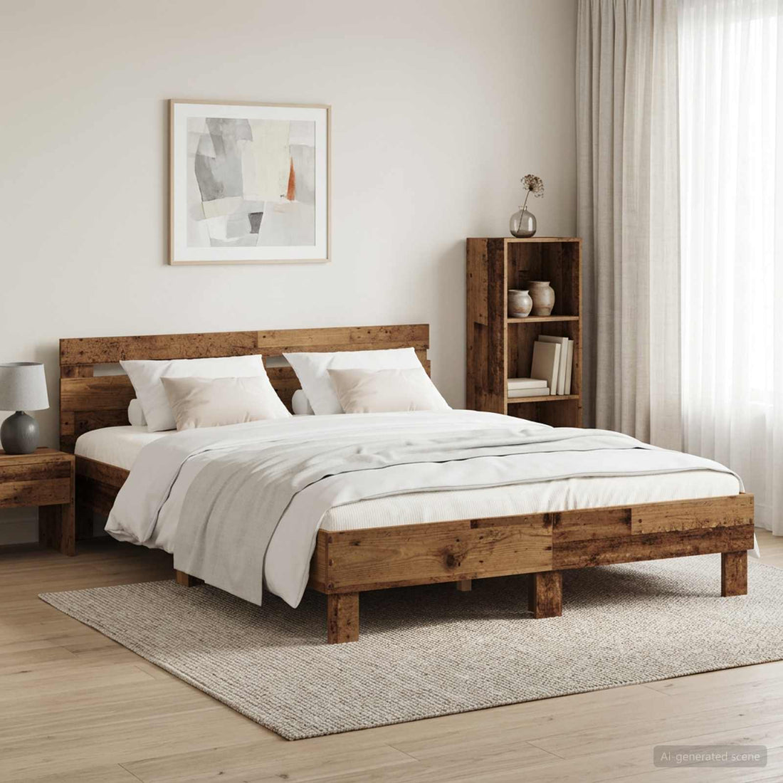 vidaXL Estructura de cama Madera envejecida 120 x 190 cm