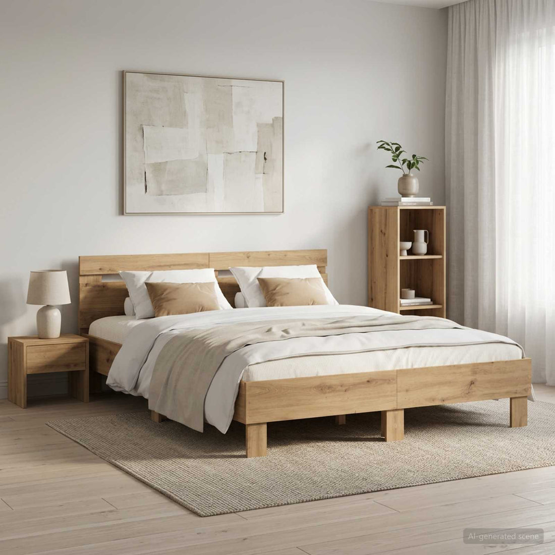 vidaXL Estructura de cama Roble artisan 120 x 190 cm