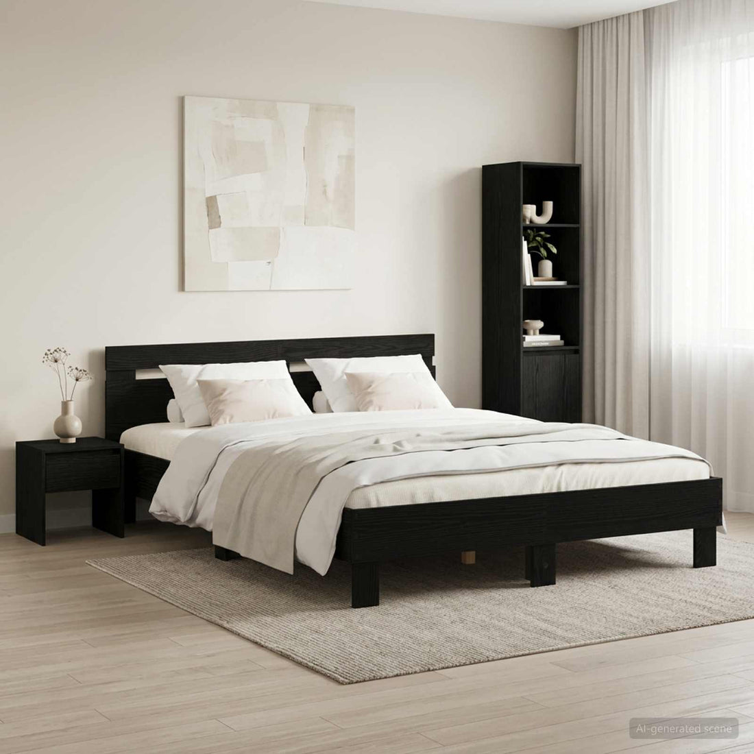 vidaXL Estructura de cama Roble Negro 120 x 190 cm