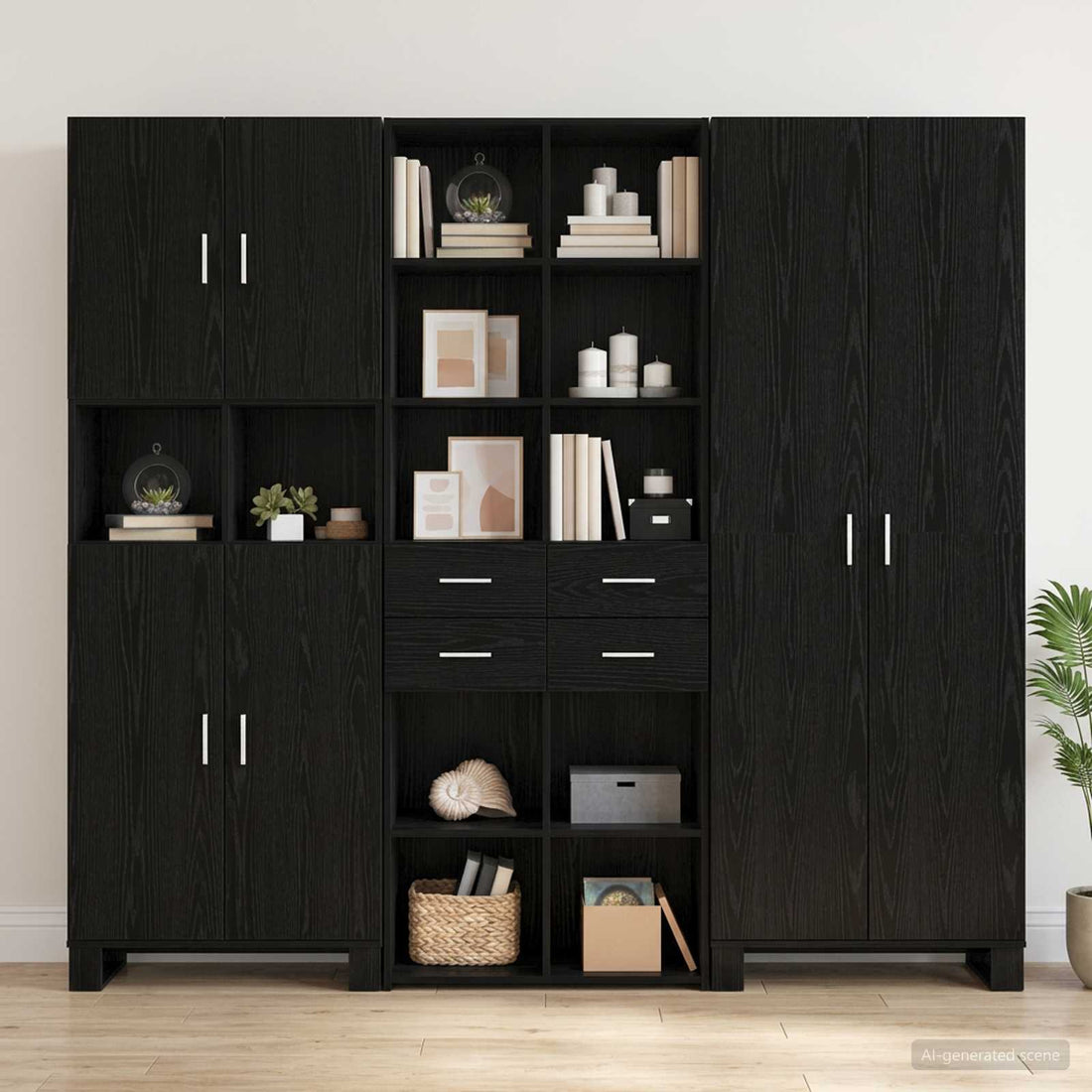 vidaXL Estantería Roble negro 30 x 42.4 x 185.2 cm