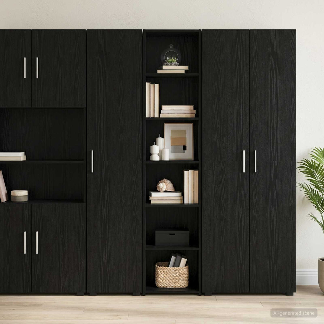 vidaXL Aparador Roble Negro 40 x 41 x 185 cm Madera de ingeniería
