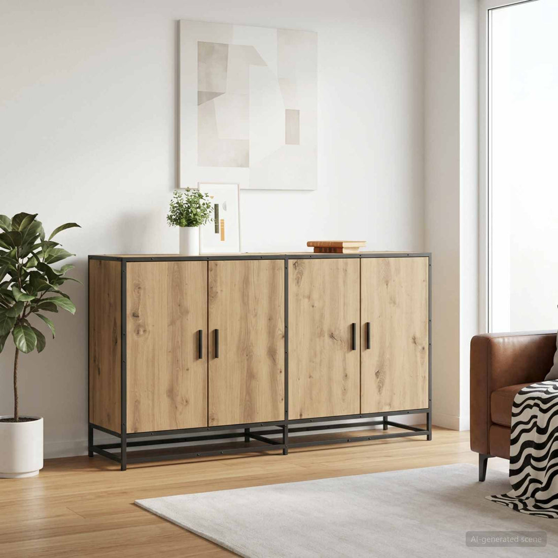 vidaXL Aparador Roble artisan 134 x 35 x 76 cm Madera de ingeniería